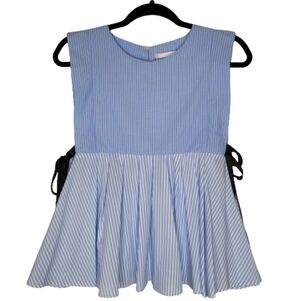 Zara Blue and White Striped Peplum Top